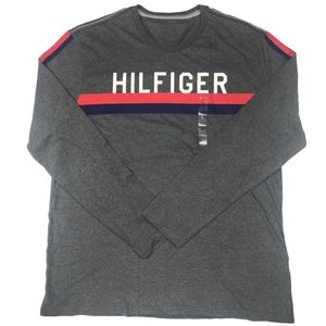 NEW TOMMY HILFIGER GREY LOGO BLOCK  TSHIRT